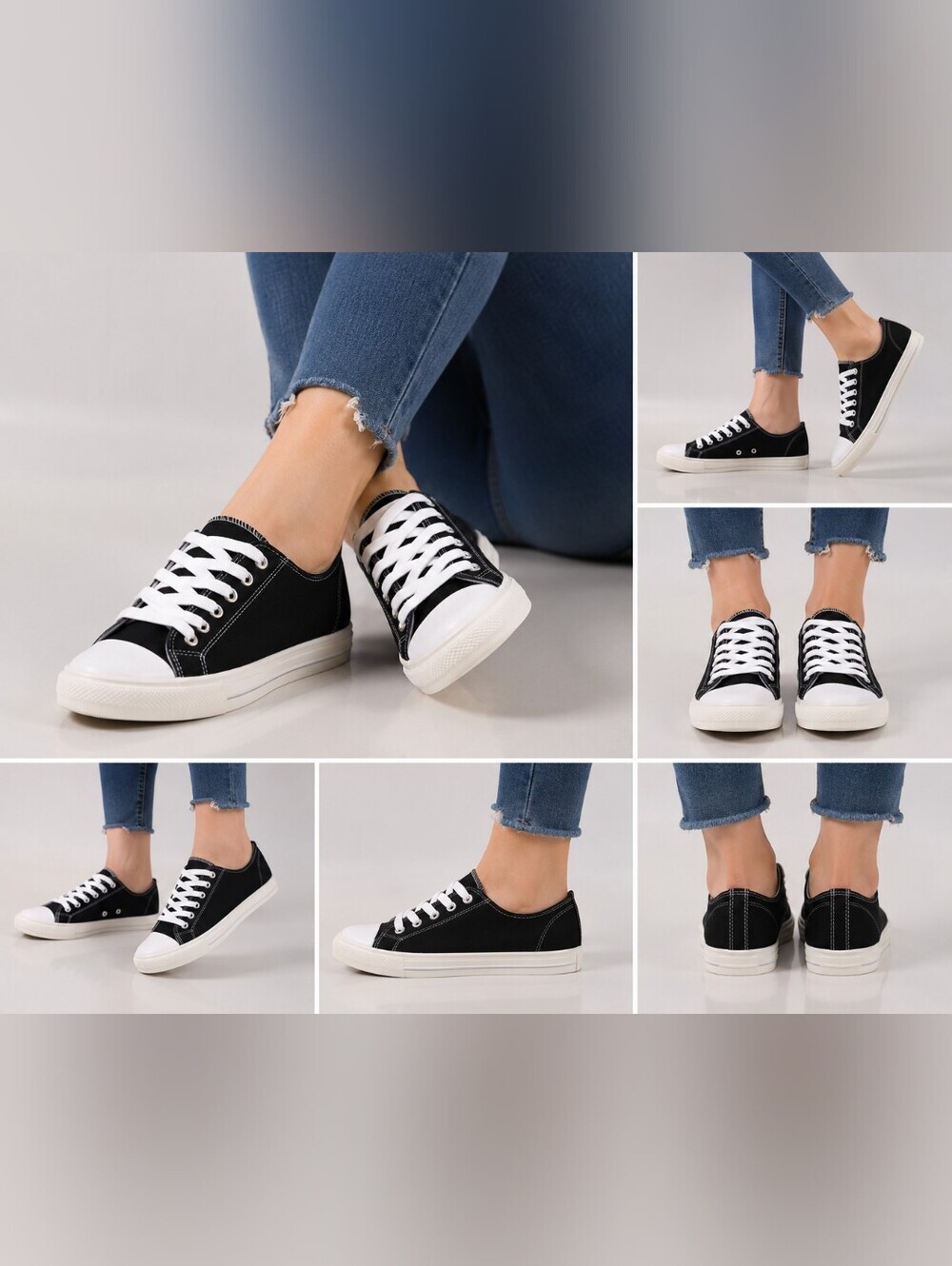 NWT Black Canvas Lace-Up Sneakers Women’s Sizes 6–10